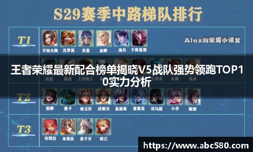 王者荣耀最新配合榜单揭晓V5战队强势领跑TOP10实力分析